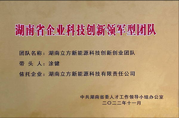 又双叕传来喜讯！立方获评湖南省企业科技创新领军型团队